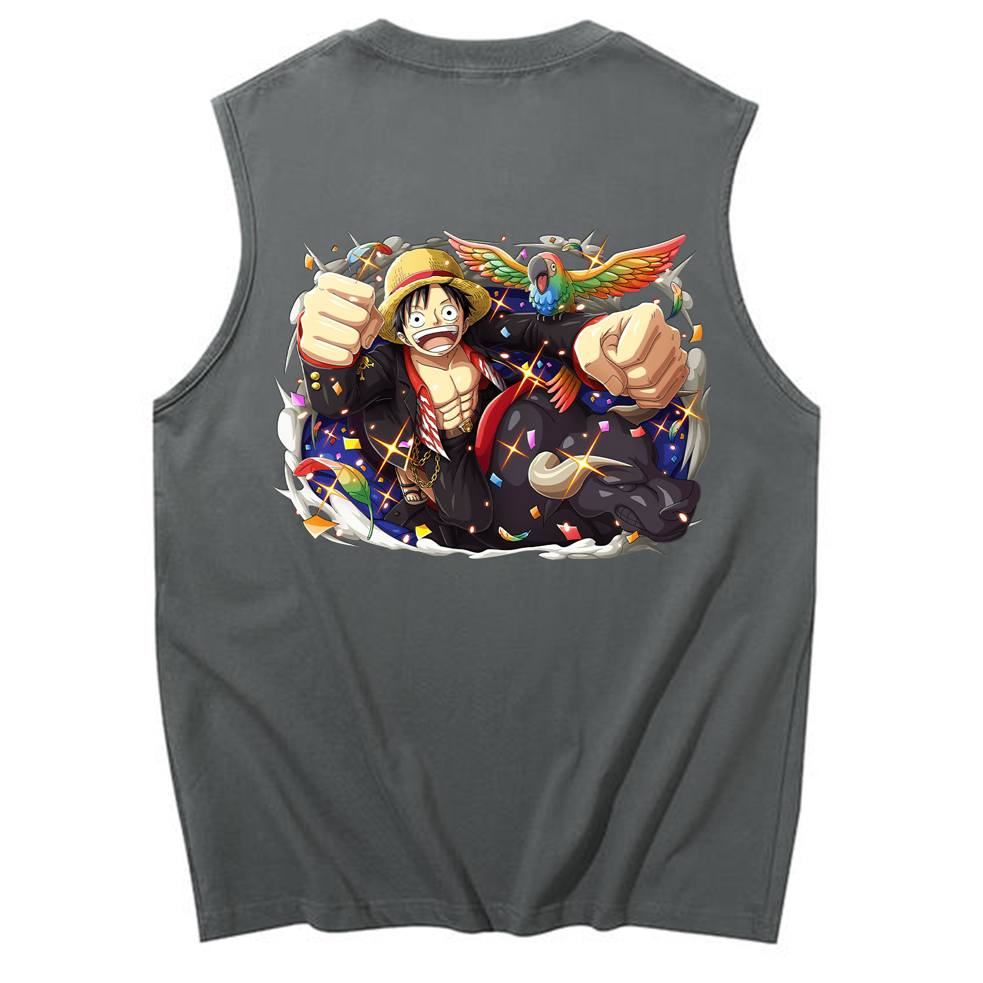 ワンピース モンキー・D・ルフィ ONE PIECE Monkey D. Luffy コットン100％タンクトップ（背面プリント）